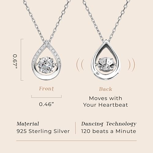 ARINZA Moissanite Necklace for Women, 1 Ct 925 Sterling Silver Dancing Stone Pendant, 18+2 Inch Chain, Valentine’s Day Christmas Gift for Her, Wife, Mom, Anniversary, Birthday - color: 2 Water Drop