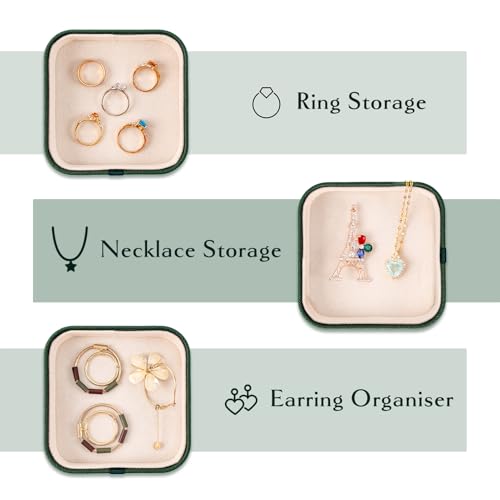 Set of 3 Small Stackable Jewelry Organizer Trays Mini Jewelry Drawer Oragnizer Small Jewelry Display Tray for Necklace Bracelet Rings Earrings and Makeup (DarkGreen) - color: DarkGreen