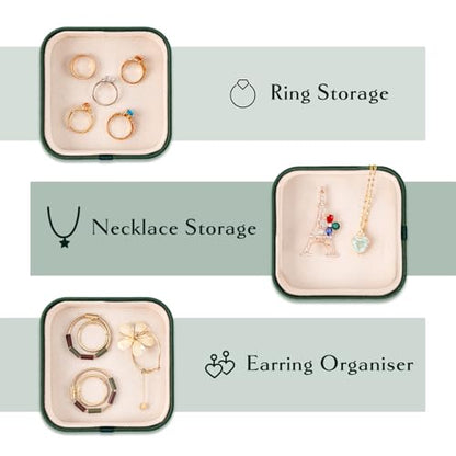 Set of 3 Small Stackable Jewelry Organizer Trays Mini Jewelry Drawer Oragnizer Small Jewelry Display Tray for Necklace Bracelet Rings Earrings and Makeup (DarkGreen) - color: DarkGreen