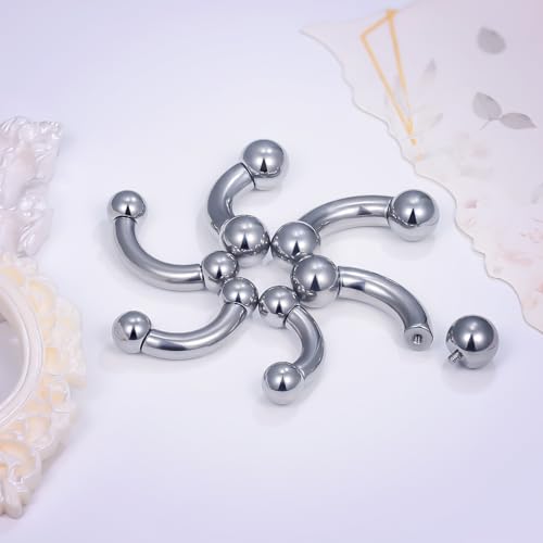 Ruifan 20g 18g 16g 14g 12g 8g 6g 4g 2g Rook Piercing Jewelry Titanium Internally Threaded Curved Barbell Eyebrow PA Tragus Helix Conch Lobe Earrings Lip Rings Body Piercing Jewelry For Women Men - size: 2G - 12mm Ball
