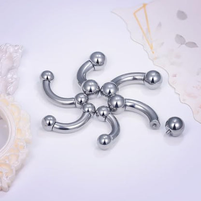 Ruifan 20g 18g 16g 14g 12g 8g 6g 4g 2g Rook Piercing Jewelry Titanium Internally Threaded Curved Barbell Eyebrow PA Tragus Helix Conch Lobe Earrings Lip Rings Body Piercing Jewelry For Women Men - size: 4G - 14mm Ball