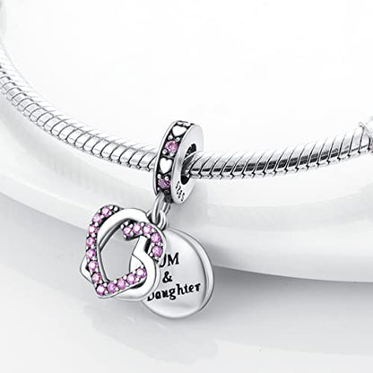 925 Sterling Silver Charm for Bracelet Necklace Women Dangle Pendant Beads | Love Faith Mom Ocean travel Butterfly Party Charm Beads Pendants DIY Jewelry Gift - color: Heart to Heart Pendant