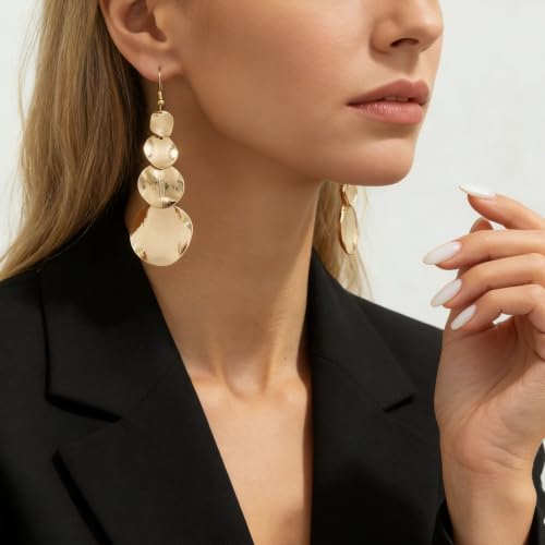 Gold Disc Tassel Dangle Drop Earrings for Women Layered Sequins Dangling Earring Sparkling Hanging Statement Jewelry Gift - color: gold3