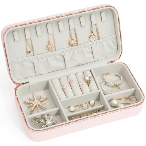 Travel Jewelry Case Small Jewelry Organizer, Portable Jewelry Case Small Travel Jewelry Box for Women, Christmas Gift for Women Girls, Pink C - color: C Pink, size: Style C
