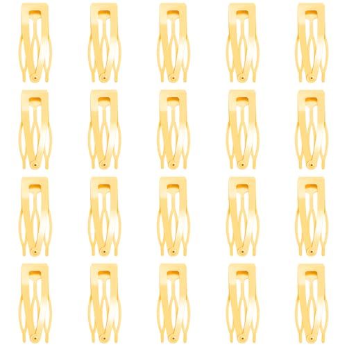 20 Pcs Snap Hair Clips for Women Snap Hair Barrettes Double Grip Hair Clips 3 Prong Clips for Hair Barrettes for Women Girls (GOLD) - color: GOLD