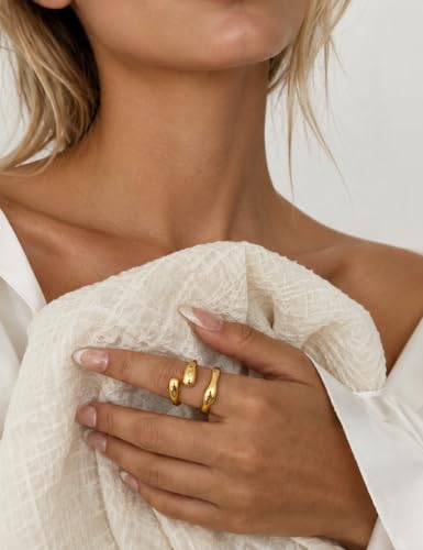 iF YOU Non Tarnish Chunky Gold Rings for Women, 14K Gold Plated Dainty Stackable Cross Cubic Zirconia Ring Set, Knuckle Stacking Pinky Thumb Ring Statement Wedding Bands Jewelry Size 4.5-10 - color: Gold-diamond cross