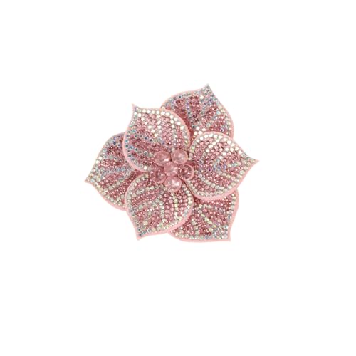 Rhinestone Flower Brooches Pins for Women Floral hair clips Elegant Crystal Lapel Pin Brooches for Dress Suit Hat Bag Brooche Pins for Clothes Accessories Christmas Parties Brooch Pin 2.75" - color: Pink