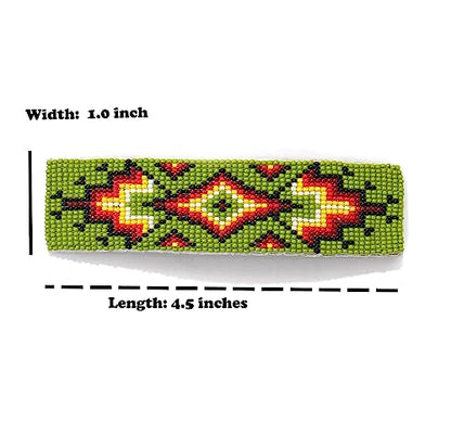 Beaded Hair Clips Native American Style Handmade Collection (Green With Earring) - color: Green With Earring