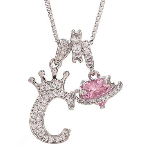 18K Gold & Silver Plated Initial Necklaces for Women - color: C-Silver