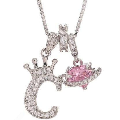 18K Gold & Silver Plated Initial Necklaces for Women - color: C-Silver