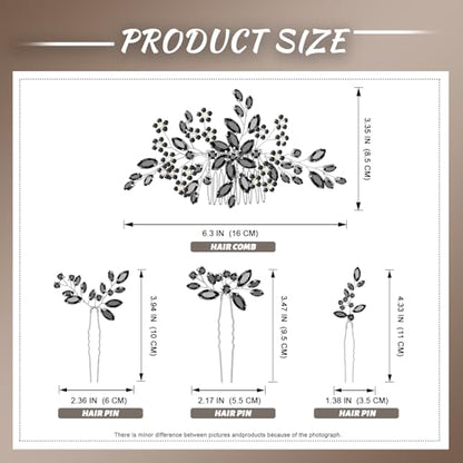 Wedding hair accessories, Bridal for piece, brides headpiece, Bride comb（Black） - color: Black
