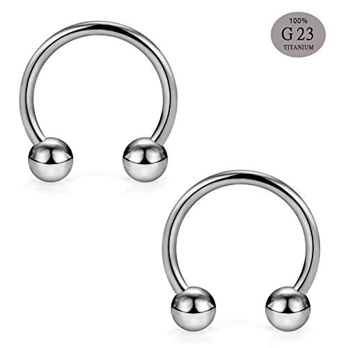 SCERRING 2-8PCS 16G G23 Titanium Horseshoe Septum Ring Nose Rings Hoop Helix Daith Cartilage Tragus Earrings Nipple Eyebrow Body Piercing Jewelry 8mm 10mm 12mm 14mm - style: 2PCS - 16G 10mm