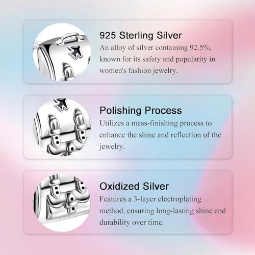Bible Family Mom Wife Love Heart Dangle Charm 925 Sterling Silver Charms fits Bracelets and Necklace Pendant Bead Charms Jewelry Present for Women Family Friends - style: Backpack Charm
