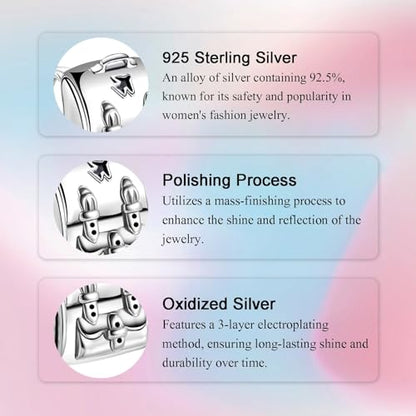 Bible Family Mom Wife Love Heart Dangle Charm 925 Sterling Silver Charms fits Bracelets and Necklace Pendant Bead Charms Jewelry Present for Women Family Friends - style: Backpack Charm