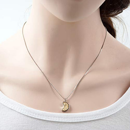 Adabele Natural Druzy Necklace Small Tiny Moon Gemstone Pendant 18 inch Sparkly Agate Stone Crystal Women Jewelry Tarnish Resistant Stainless Steel/Gold Plated Chain - color: Gold druzy - stainless steel