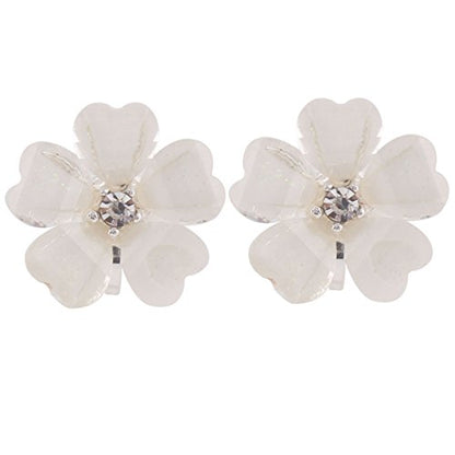 Silver Plated or Gold Plated Opal Flower Shape Clip on Earrings Non Piercing for Women - color: Silver