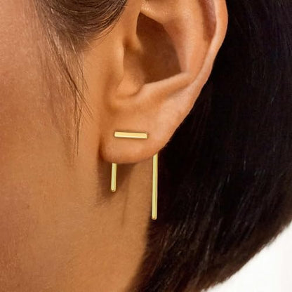 LOYATA Spike Earrings Gold Huggie Hoop Diamond Cubic Zirconia 14K Gold Plated Dainty Small Simple Hypoallergenic Geometric Jewelry Gift for Women - color: Thread