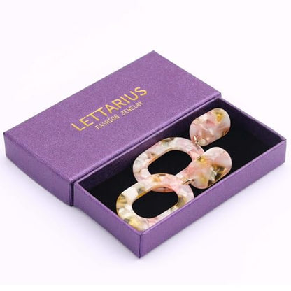 Oval Drop Dangle Earrings for Women, Statement Geometric Ellipse Dangling Earrings - color: Light Pink