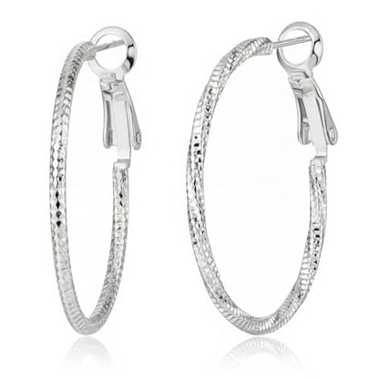 14K Gold/Silver Plated Twisted Hoop Earrings for Women - Sparkly Diamond-Cut Large Hoops with 925 Sterling Silver Post, Lightweight Hypoallergenic Trendy Jewelry Gifts (30mm / 40mm) - size: Silver 30mm