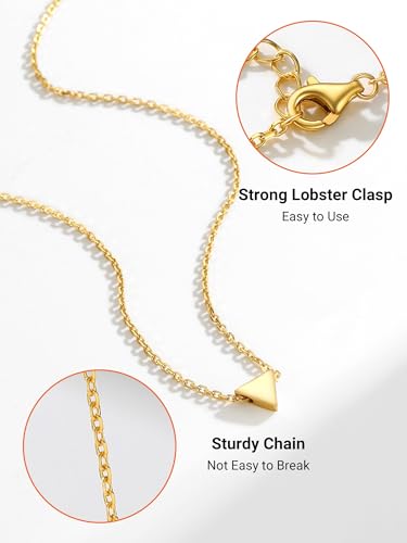 PROSILVER 925 Sterling Silver Necklace for Women Dainty Pendant Necklace | Hypoallergenic 925 Sterling Silver, Cute Small Pendant, Star/Heart/Moon/Triangle/Bar/Round Necklace Silver with Gift Box - color: 02 Gold, style: 06 Triangle
