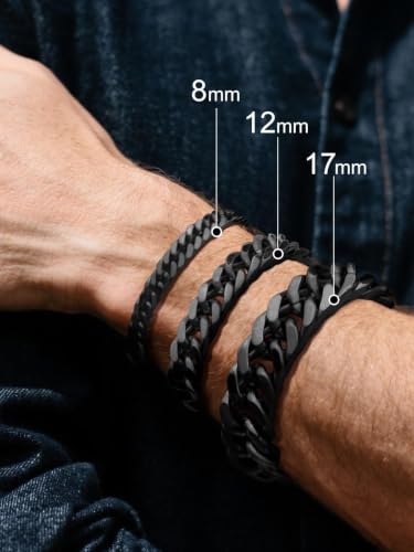 Supcare Unique Anniversary Birthday Valentines Fathers Day Stainless Steel Cuban Link Bracelets for Men Him, To My Man Dad Husband Love Always Remember Wrist Chain Bracelet Jewelry Gifts - color: C-Black 01 To My Son, size: 8.3 Inches-12mm Width