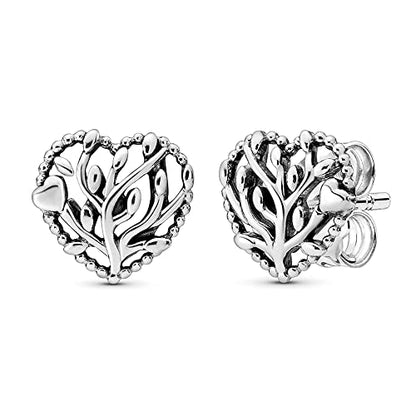 LeCalla 925 Sterling Silver Heart Stud Earrings Jewelry Lightweight Love Heart Shaped Earring for Women Valentines Day Gifts for Her - color: Tree Heart