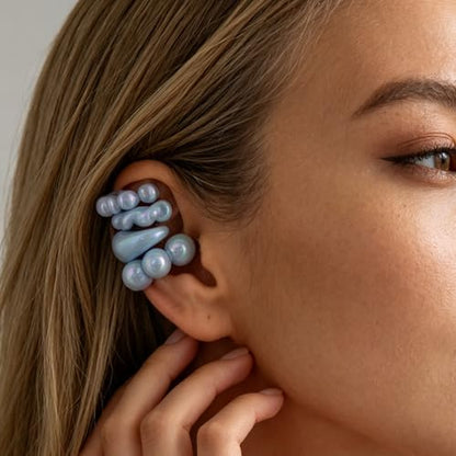 Chunky Resin Ear Cuffs Earrings for Women 4Pcs Colorful Non Piercing Clip On Cartilage Hoop Earrings Trendy Jewelry - color: Blue