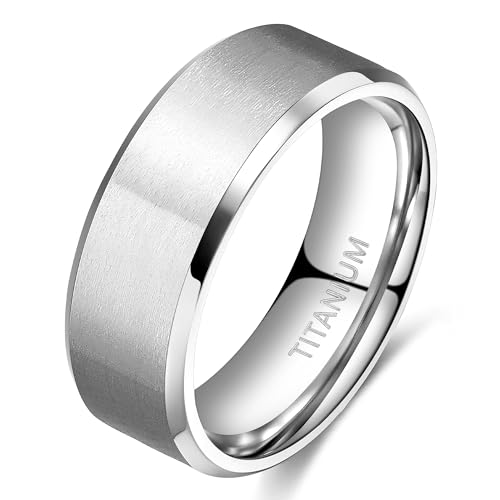 TIGRADE Titanium Rings 4MM 6MM 8MM 10MM Wedding Band in Comfort Fit Matte for Men Women Size 3-15 - color: silver 8mm