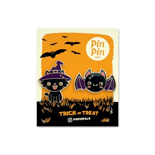 Enamel Pin for Backpack, Bag, Lapel, Kawaii Button Collector - style: Cat & Bat