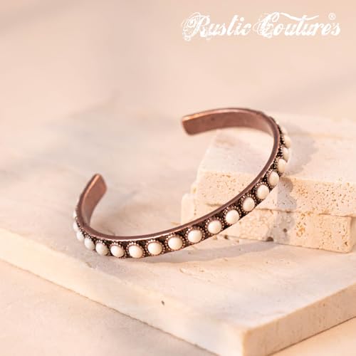 Montana West Rustic Couture's Bohemian Turquoise Cuff Bangle Bracelets for Women Cowgirl - color: White Smoke