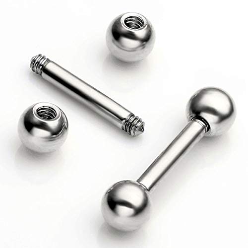 Zysta 4 Pairs Stainless Steel 14/16G Mixed Colors Body Piercing Barbells 6-16mm Post Studs Earring NippleTongue Helix Tragus Cartilage Labret Medusa Lip Eyebrow Straight Bar Ball Screw … - color: 4mm Ball,8mm Post