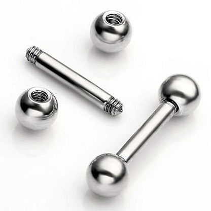 Zysta 4 Pairs Stainless Steel 14/16G Mixed Colors Body Piercing Barbells 6-16mm Post Studs Earring NippleTongue Helix Tragus Cartilage Labret Medusa Lip Eyebrow Straight Bar Ball Screw … - color: 4mm Ball,8mm Post