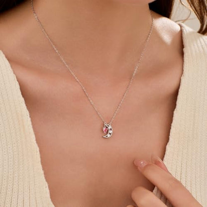 925 Sterling Silver Dainty Crescent Moon Necklace for Women | 14K Gold Plated White Cubic Zirconia Moon and Star Pendant Choker Necklace to Daughter Mother Trendy Wedding Jewelry Gifts - color: Silver D