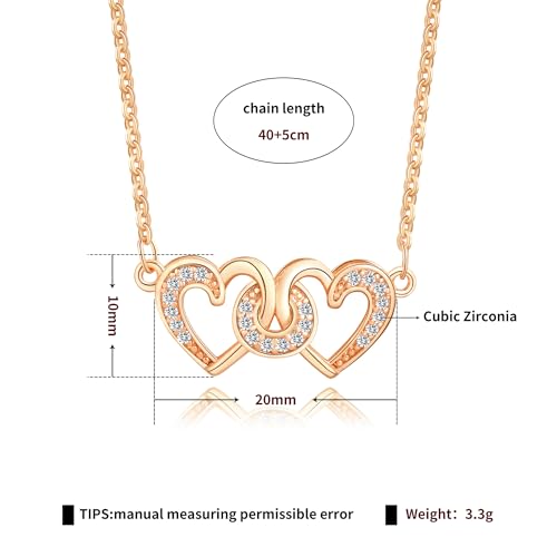 Gold Plated Pendant Necklaces for Women Cubic Zirconia Accent 18 Inch Adjustable Chain Hypoallergenic Gift for Wife Mom Birthday Valentines Day - style: Heart knot