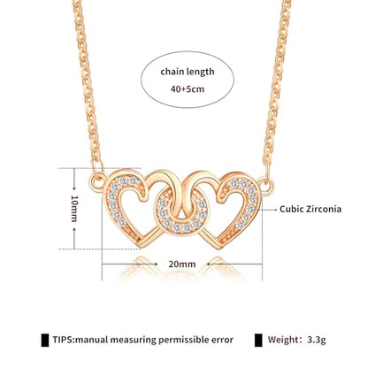 Gold Plated Pendant Necklaces for Women Cubic Zirconia Accent 18 Inch Adjustable Chain Hypoallergenic Gift for Wife Mom Birthday Valentines Day - style: Heart knot