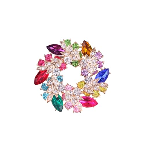 Sparkling Rhinestone Crystal Flower Brooch Pin for Women Large Floral Lapel Pin Wedding Bridal Brooch Bouquet Jewelry - color: Rose red