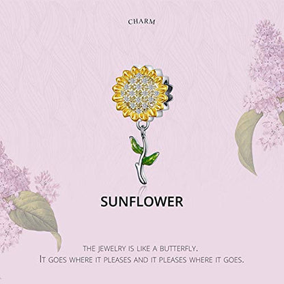 Sunflower Charm Fit for Pandora Charms Bracelet and Necklace You Are My Sunshine Charm Gifts for Women - style: Sunflower dangle charms