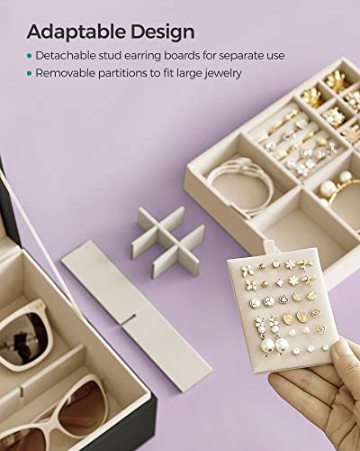 SONGMICS 2-Layer Jewelry Box, Jewelry Organizer with Handle, Removable Jewelry Tray, Jewelry Storage, Floating Effect, 8.1 x 9.4 x 4.3 Inches, Gift Idea, Black UJBC165B01 - color: Black