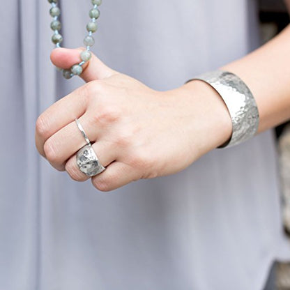 Cigar Band Ring Hammered Sterling Silver