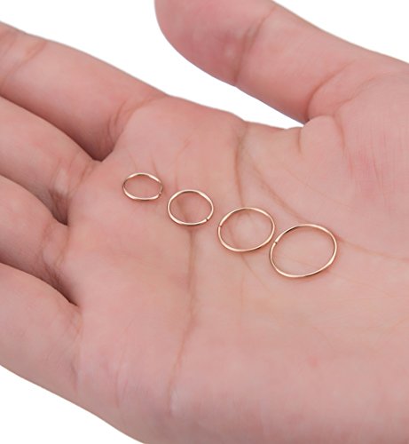 24Pcs 20G 316L Stainless Steel Nose Rings Hoop Tragus Cartilage Helix Piercing Lip Septum Ring 6-12MM Bendable - color: B: 24Pcs Rose Gold