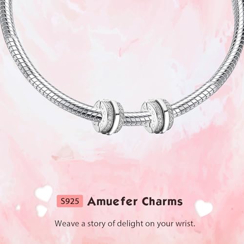 Clip Stopper Spacer Charms for Bracelets Necklaces, Compatible with Pandora,Jewery Making DIY - style: Sparkling Pavé Lines Clip Silver