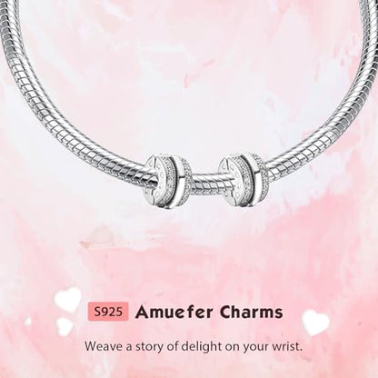 Clip Stopper Spacer Charms for Bracelets Necklaces, Compatible with Pandora,Jewery Making DIY - style: Sparkling Pavé Lines Clip Silver