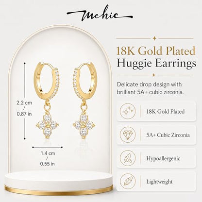 Mchic Dangle Earrings for Women: 18K Gold Plated CZ Drop Earrings Dainty Trendy Hypoallergenic Teardrop Bridal Wedding Style, Sparkly Elegant Dangling Jewelry Gift for Women Bridesmaid Prom Formal - color: Style 6-Gold