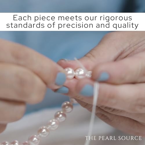 The Pearl Source White Freshwater Double Strand Pearl Necklace for Women - AAA Quality with Sterling Silver - Fine Jewelry Gift