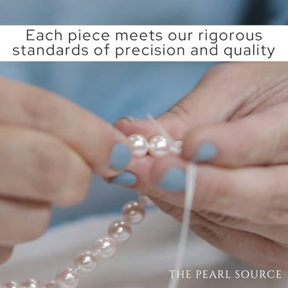 The Pearl Source White Freshwater Double Strand Pearl Necklace for Women - AAA Quality with Sterling Silver - Fine Jewelry Gift