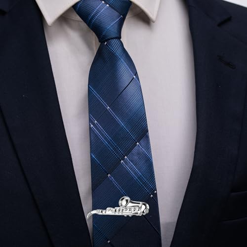 HAWSON Tie Clips for Men Unique,Fun Animal/Musical/Nautical Tie Clip,Novelty Personalized Mens Tie Bar,Accessories Business Wedding Gifts - style: Saxophone