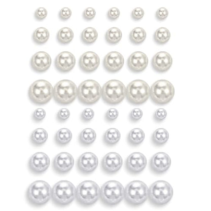 Hecila 24 Pairs Round Pearl Earrings for Women Pearl Studs Stainless Steel White Faux Pearls Earrings Elegant Bridal Simulated Pearls Stud Earring Jewelry Set for Wedding Birthday Christmas 4 Sizes