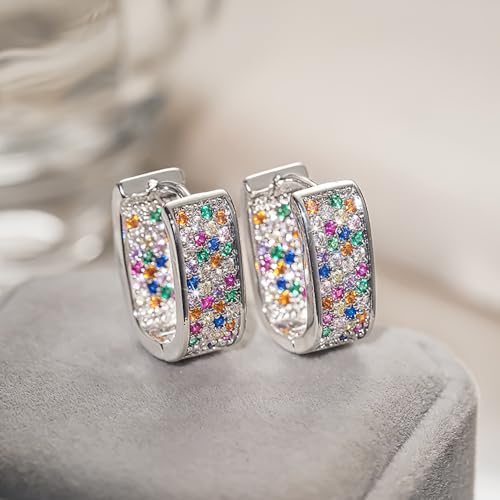 Luxury Paved Cubic Zirconia Hoop Earrings for Women Wedding Trendy Jewelry - color: E5322