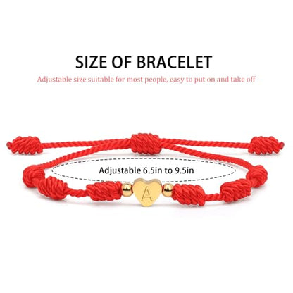 Red String Bracelet for Women Adjustable Gold Heart Initial Bracelets Red Cord Bracelet for Protection and Good Luck, Birthday Christmas Gift - style: Style Y