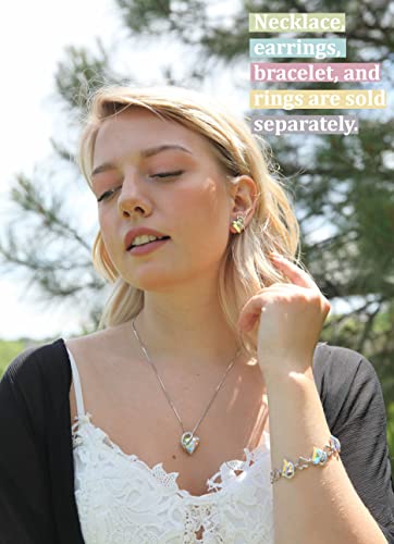 Leafael Infinity Love Women's Adjustable Crystal Heart Ring with Birthstone Crystals Healing Stones, Jewelry Gifts for Women, Birthdays Valentine's Day, Silver-Tone, Open End, Size 6.5-8 - color: 15-April-Purification-Rainbow Opal White